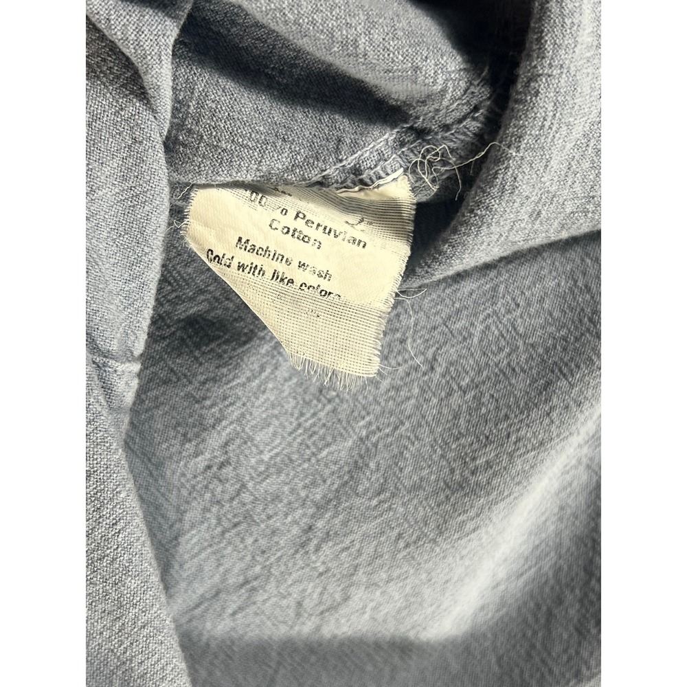 Farthest Point Casuals Mens XXL Blue Embroidered Peruvian Cotton Button Up Shirt - Picture 8 of 8